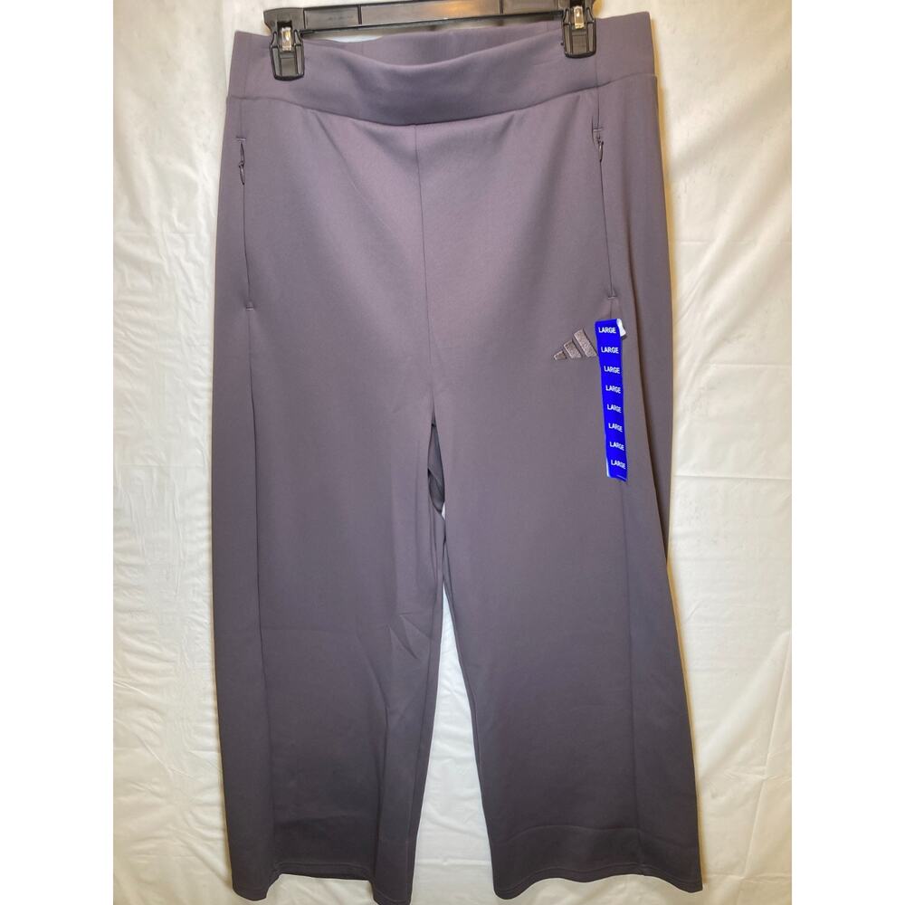 Adidas Women's Wide Leg Pant with Pockets (Large, Grey Strata (Gray))